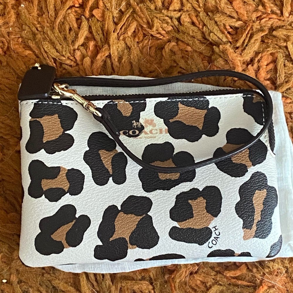 Coach Black and Brown Animal Print Wristlet